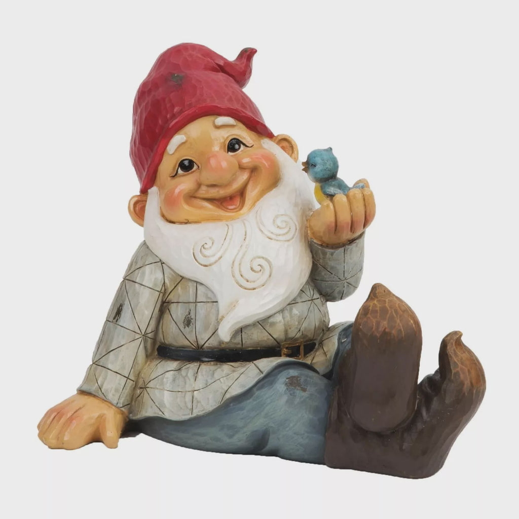 Garden Gnome Lawn Ornament Figurine Holding Bird