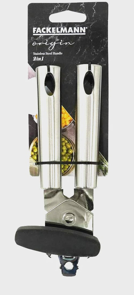 Fackelmann 2 in 1 Can Opener Tin Cutter Cap lifter Stainless Steel