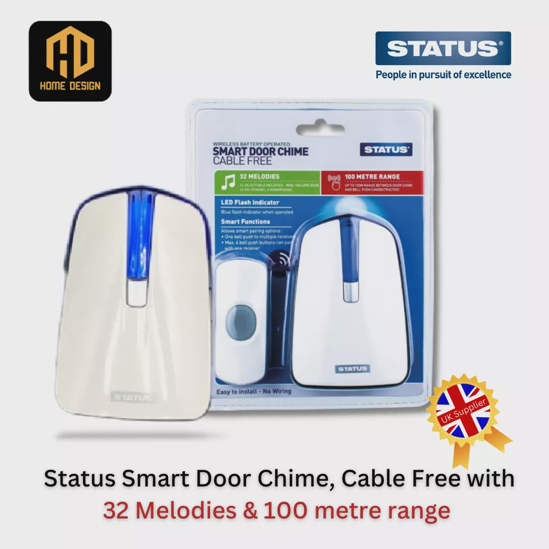 Status Door Chime with Strobe Cable Free for Hearing Impaired/Deaf