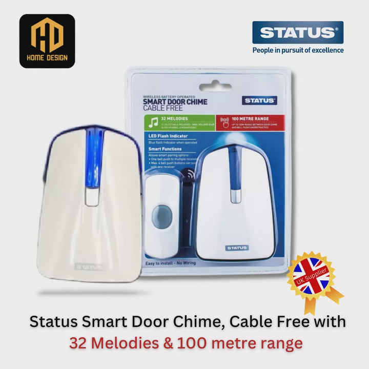 Status Door Chime with Strobe Cable Free for Hearing Impaired/Deaf