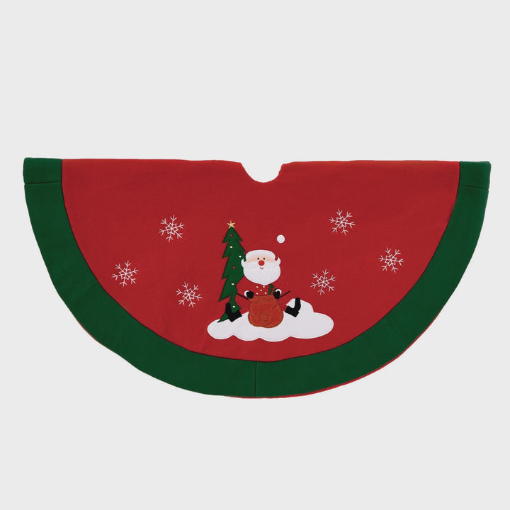 Premier Traditional Xmas Tree Skirt 90cm Red and Green Santa Design