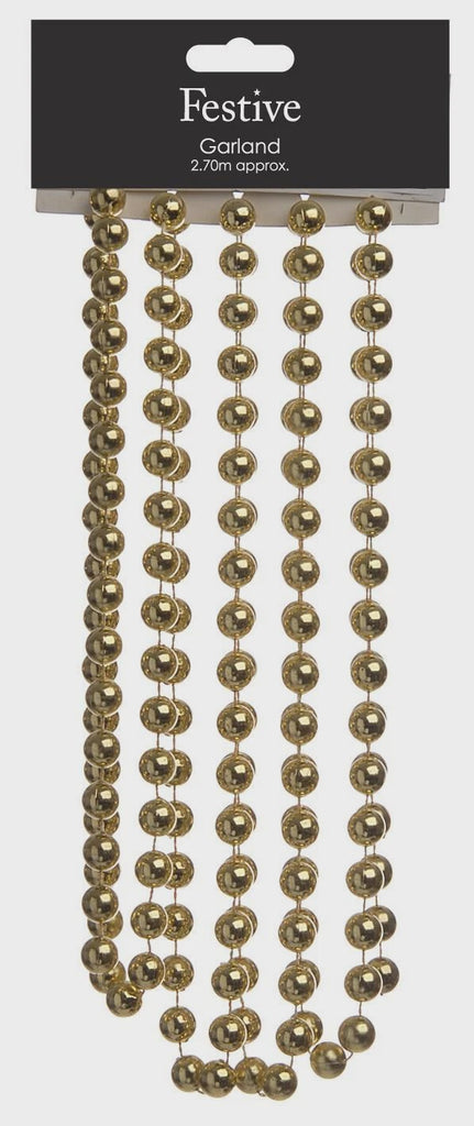 270cm X 1.2cm Bead Garland Gold