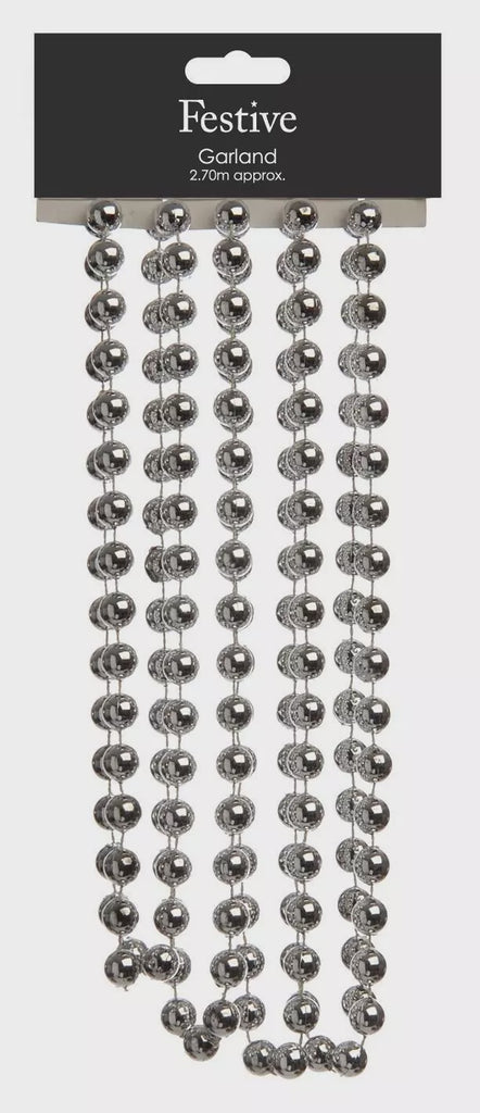 270cm X 1.2cm Bead Garland Silver