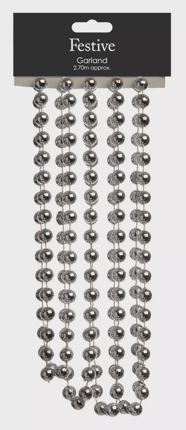 270cm X 1.2cm Bead Garland Silver