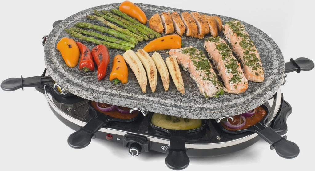 Giles & Posner Electric Stone Raclette Grill - Indoor Tabletop 8 Person