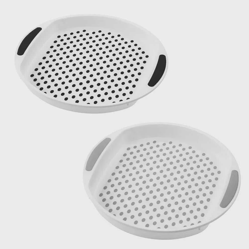 Anti Slip Serving Tray Round Large 40cm Non Slip High Grip Rubber Party Tray