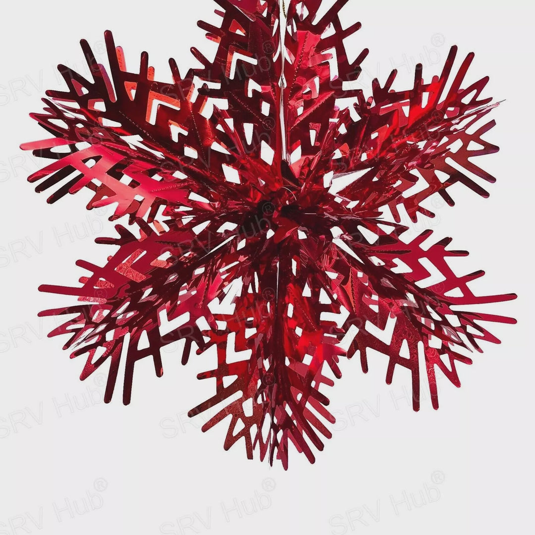 40cm Foil Hanging Snowflake Red (W)
