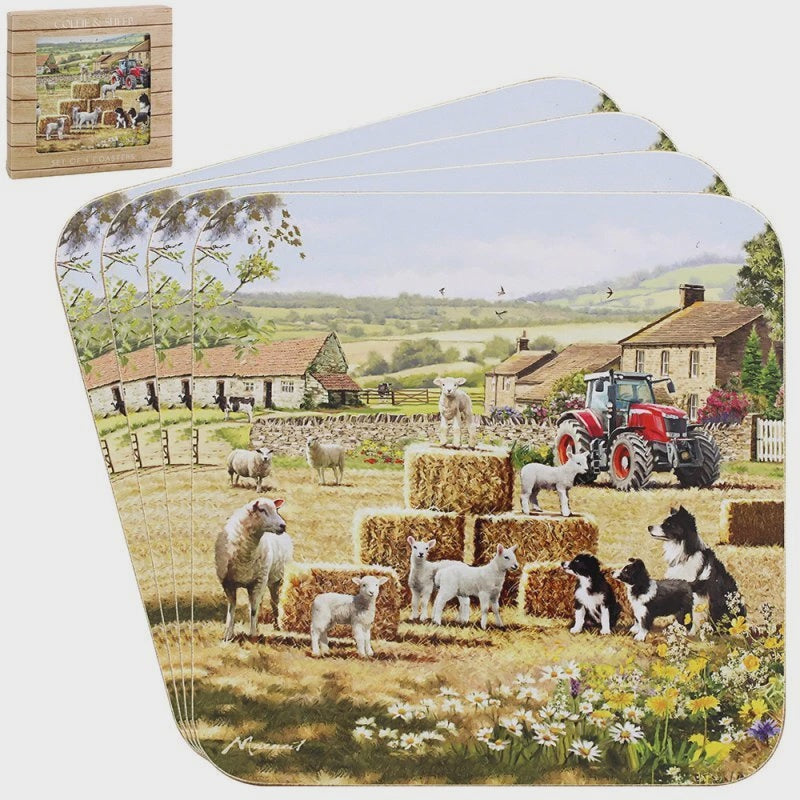 Lesser & Pavey Set of 4 Coasters Collie & Sheep