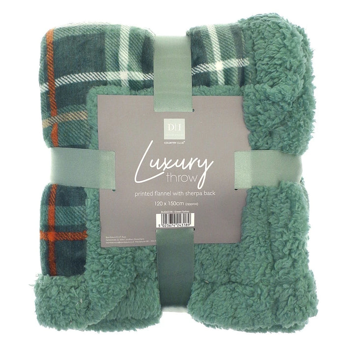 Tartan Luxury Design Flannel Throws with Sherpa Reverse - 120x150cm