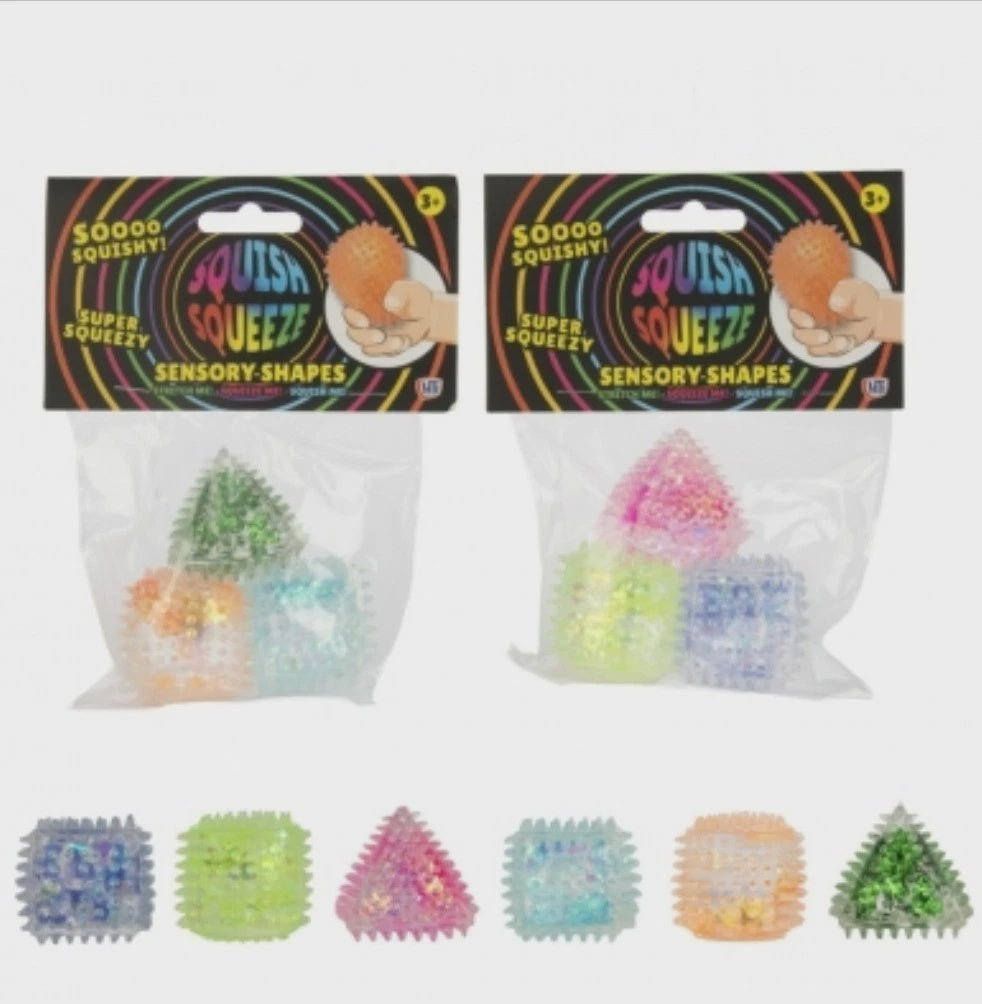 Squish Squeeze Spiky Sensory Shapes – Set of 3 Fidget Toy