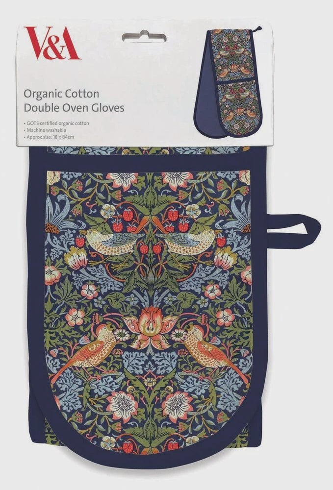 Museums & Galleries Double Oven Gloves Organic Cotton Strawberry Thief