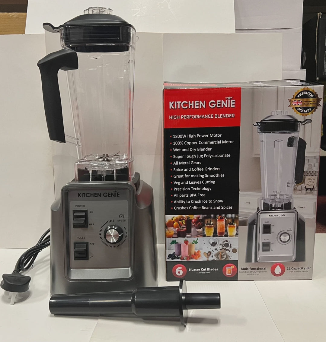Kitchen Genie 1800W High Performance Blender 2L - Silver