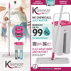 Kleeneze Flat Mop & Bucket Set Microfibre Absorbent Slimline Head Compact Design