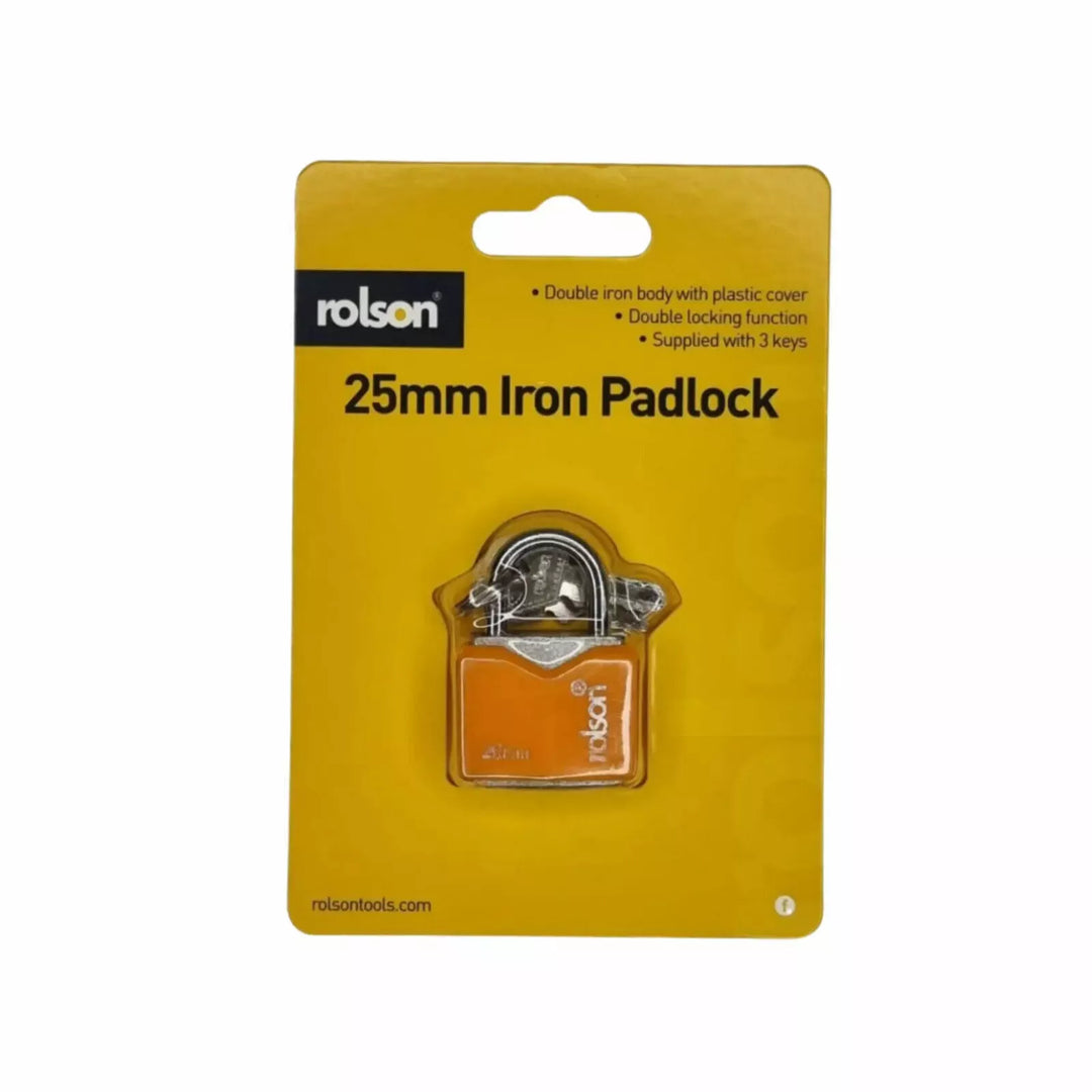 Rolson 25mm Iron Padlock with Plastic Cover