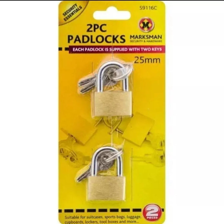 Marksman 25mm Brass Padlock Twin Pack