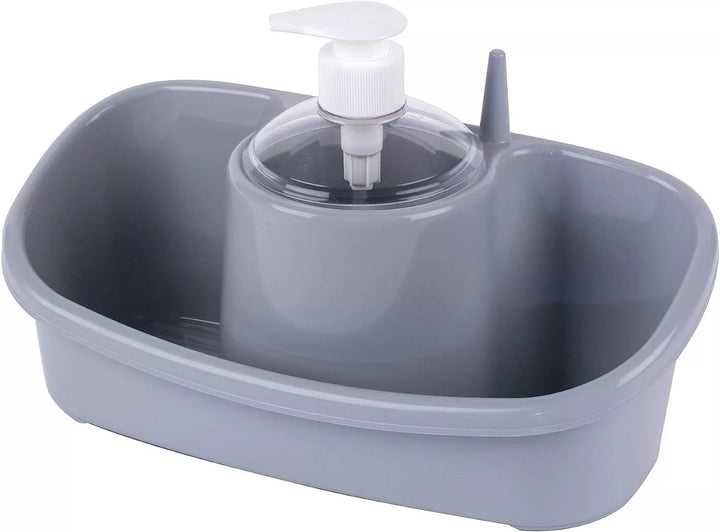 Beldray Liquid Soap Dispenser Grey Plastic Sink Tidy With Storage Caddy Sponge Holder