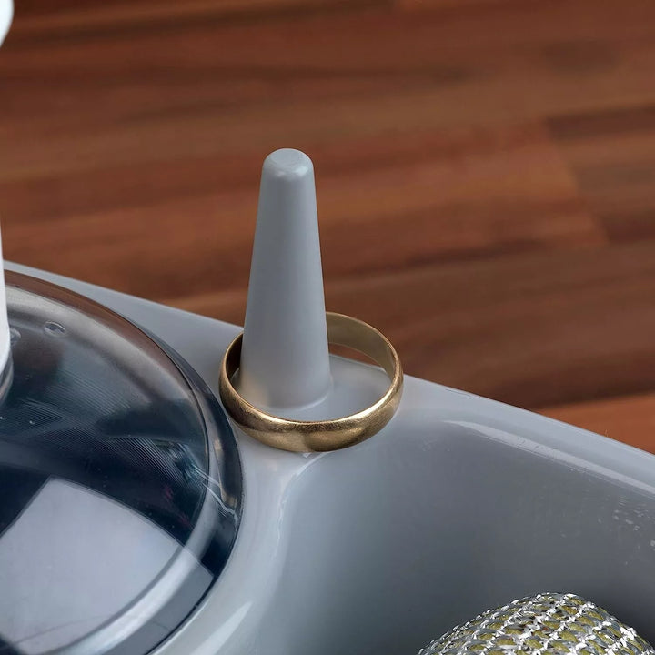 Beldray Liquid Soap Dispenser Grey Plastic Sink Tidy With Storage Caddy Sponge Holder