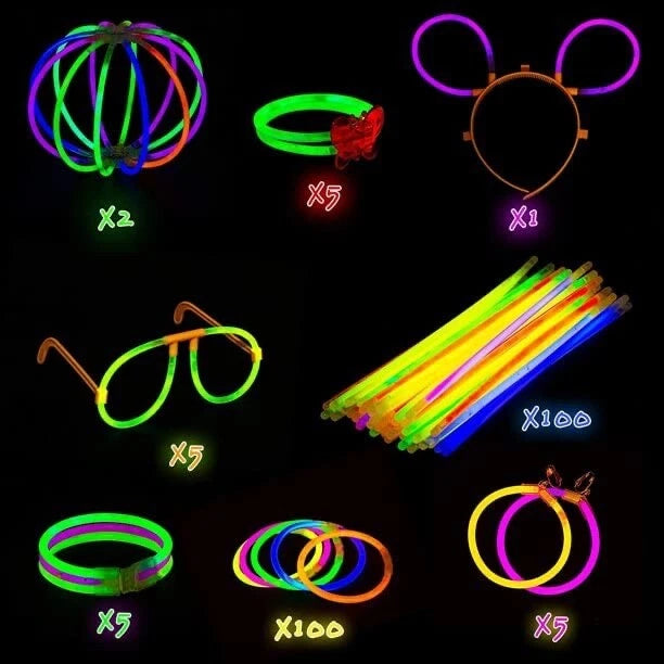 223pcs Glow Sticks Party Pack with Connectors, Headband, Glasses