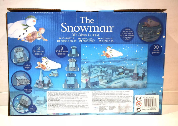 Children's 3D Glow In Dark The Snowman Construction Puzzle Jigsaw