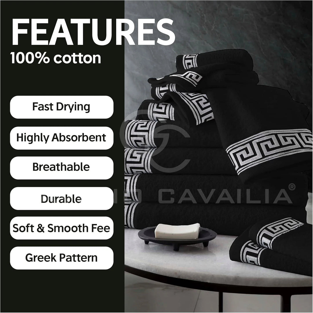 Gaveno Cavaila Towel Bale Set 500 GSM 8 Piece Towel Set Black