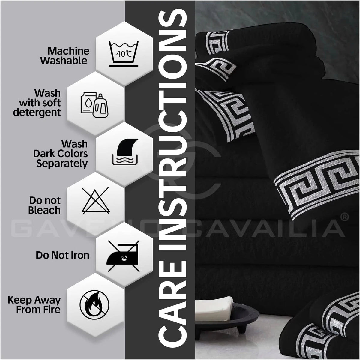 Black towel bale, additional view