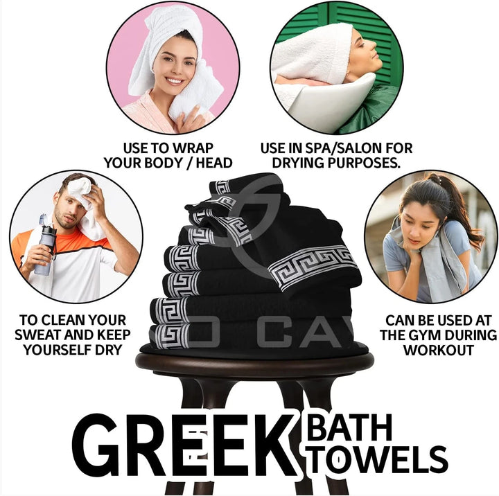 Gaveno Cavaila Towel Bale Set 500 GSM 8 Piece Towel Set Black
