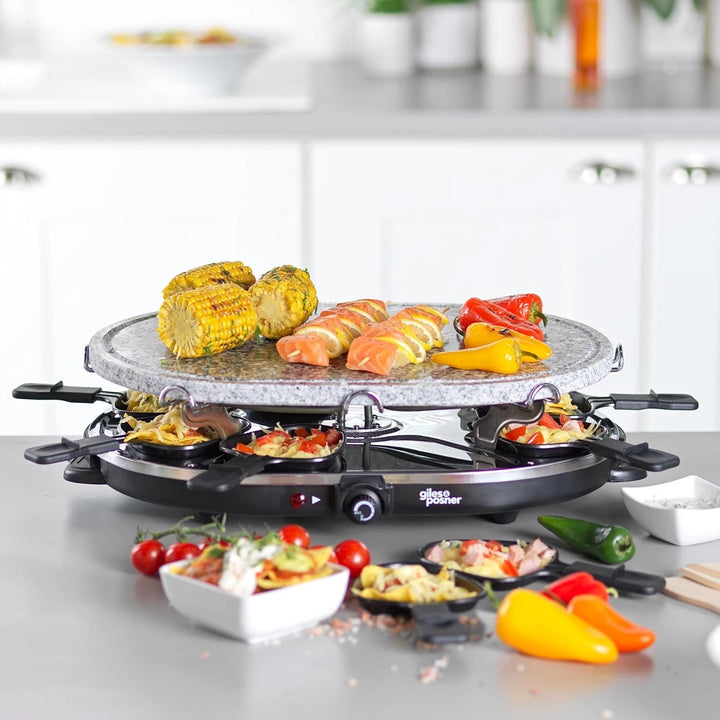 Giles & Posner Electric Stone Raclette Grill - Indoor Tabletop 8 Person