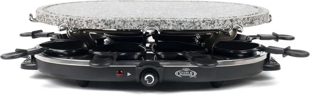 Giles & Posner Electric Stone Raclette Grill - Indoor Tabletop 8 Person