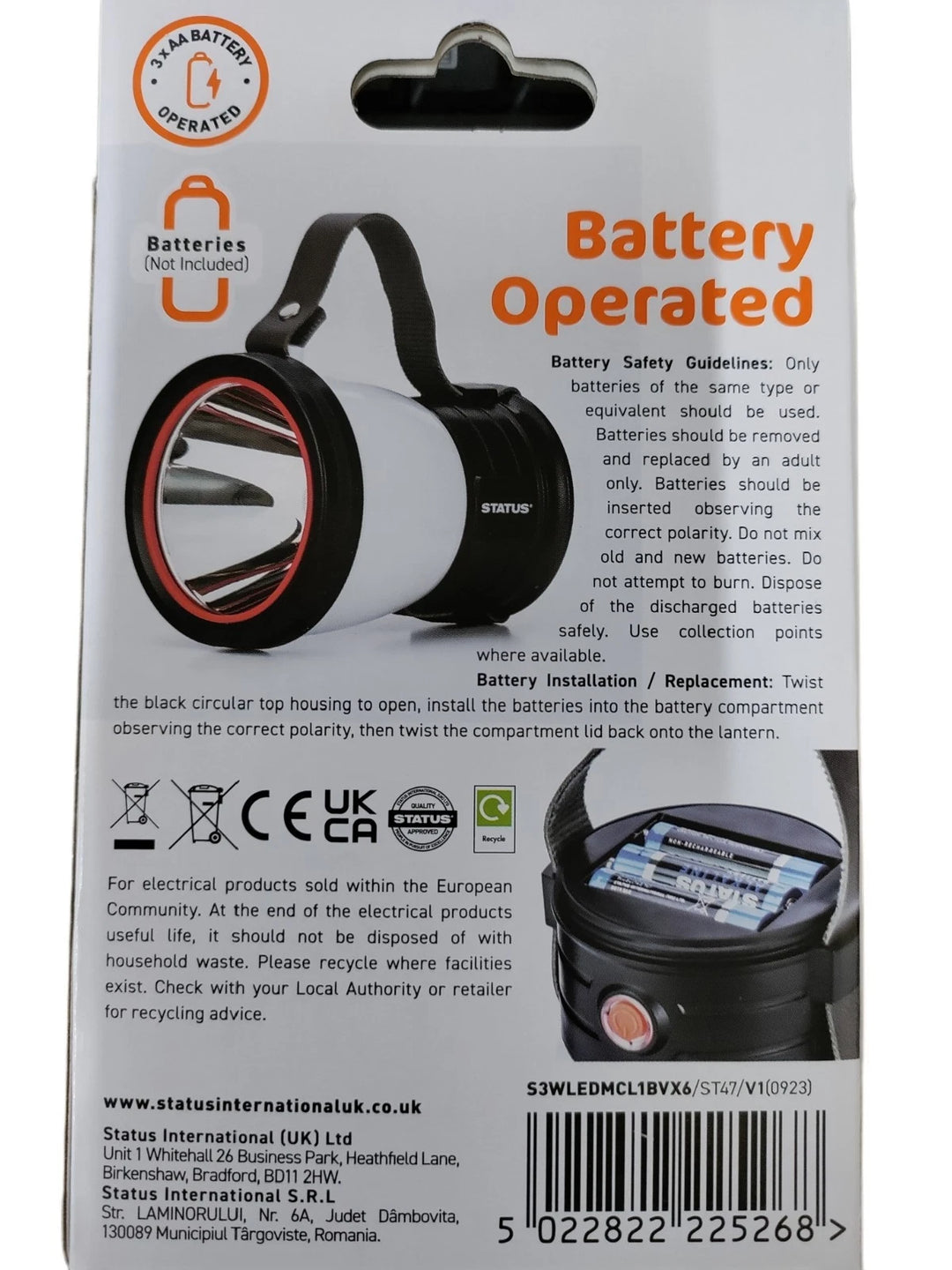 LED Camping Lantern Torch Multipurpose Battery Operated Carry Strap