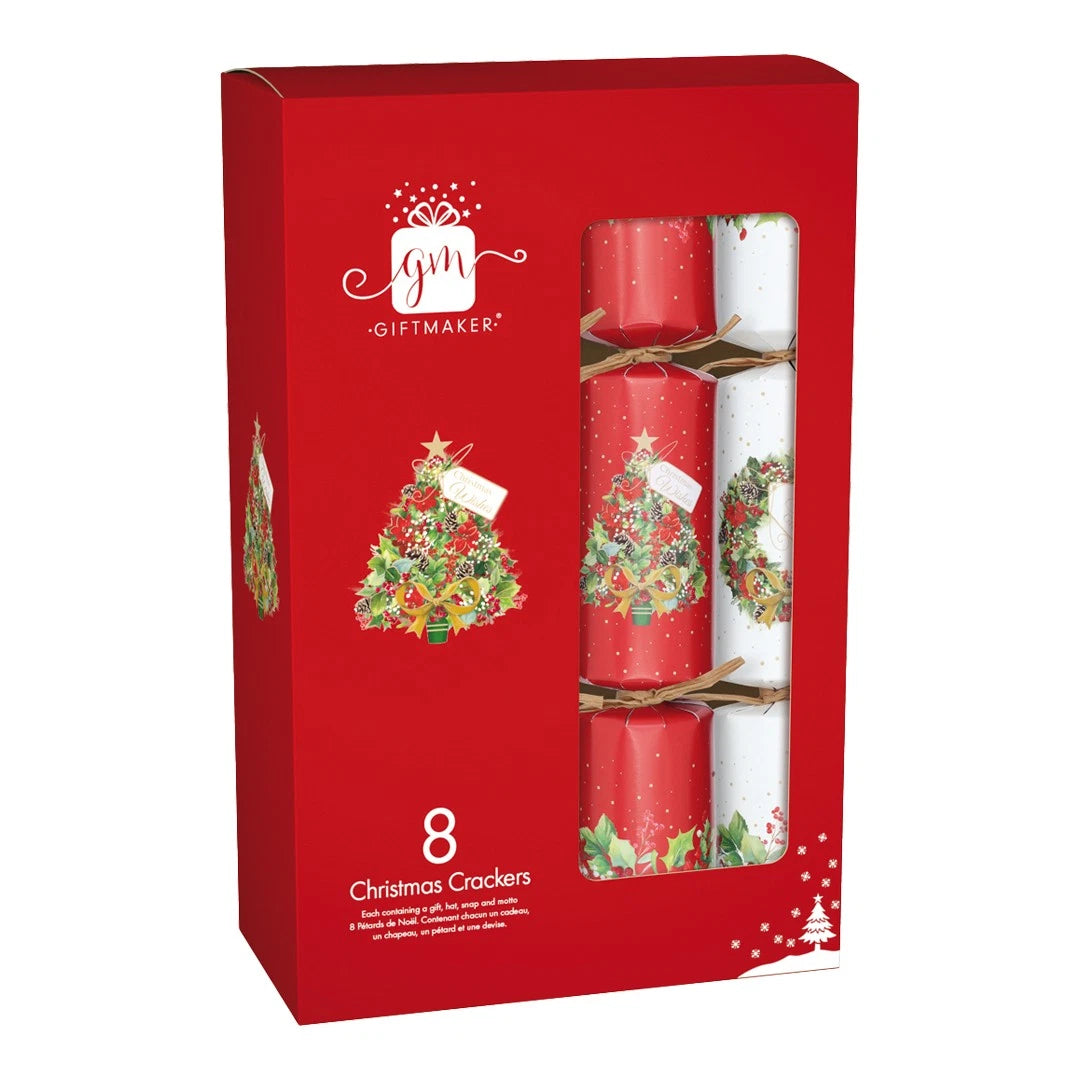 Pack of 8 Traditional Foliage Christmas Crackers