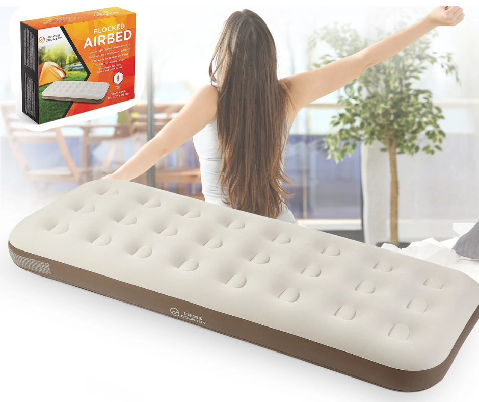 Cross Country Flocked Inflatable Airbed - Single