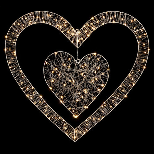 Premier 80cm warm white LED double heart light