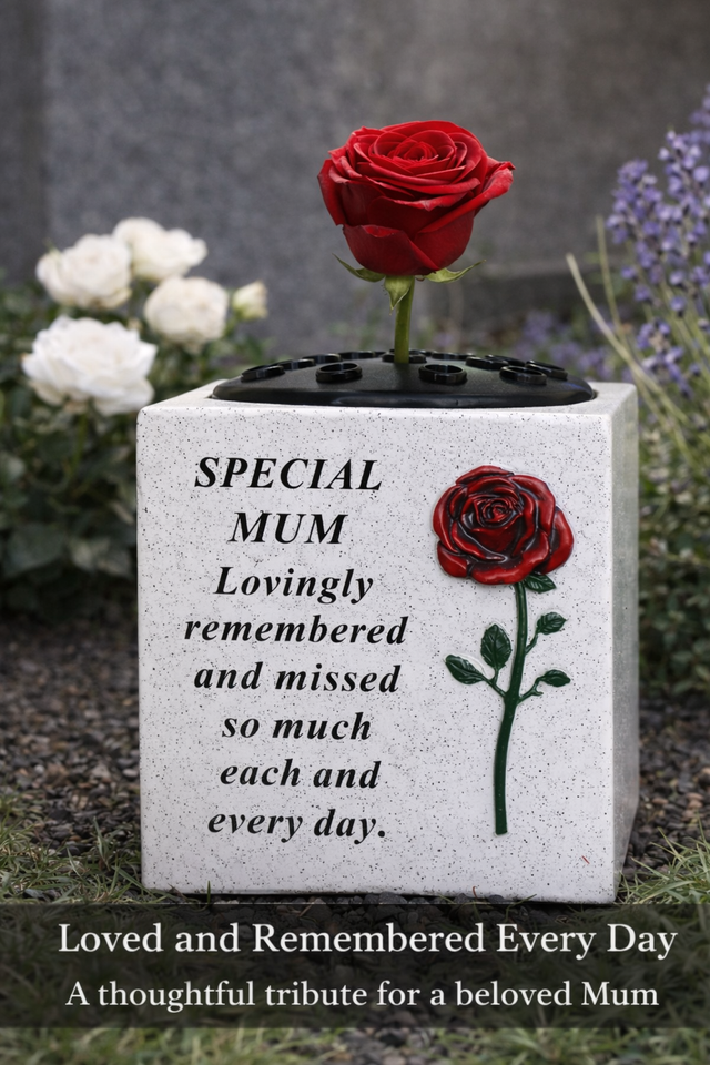 Memorial Grave Vase  Red Rose Flower Holder MUM