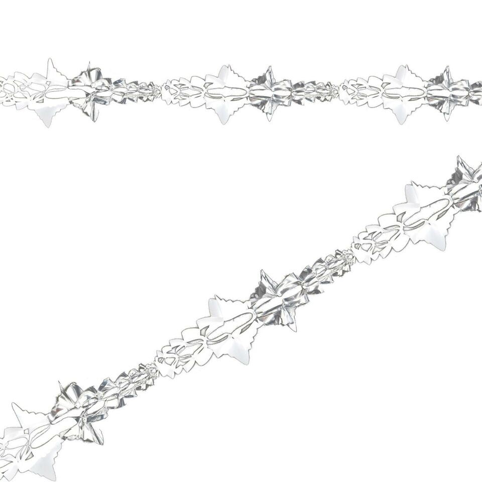 Premier 2.7m x 20cm 6 Section Christmas Foil Garland Silver/White (B)