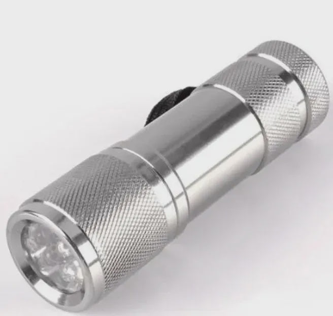 Mini Silver Aluminium White 9 LED Torch