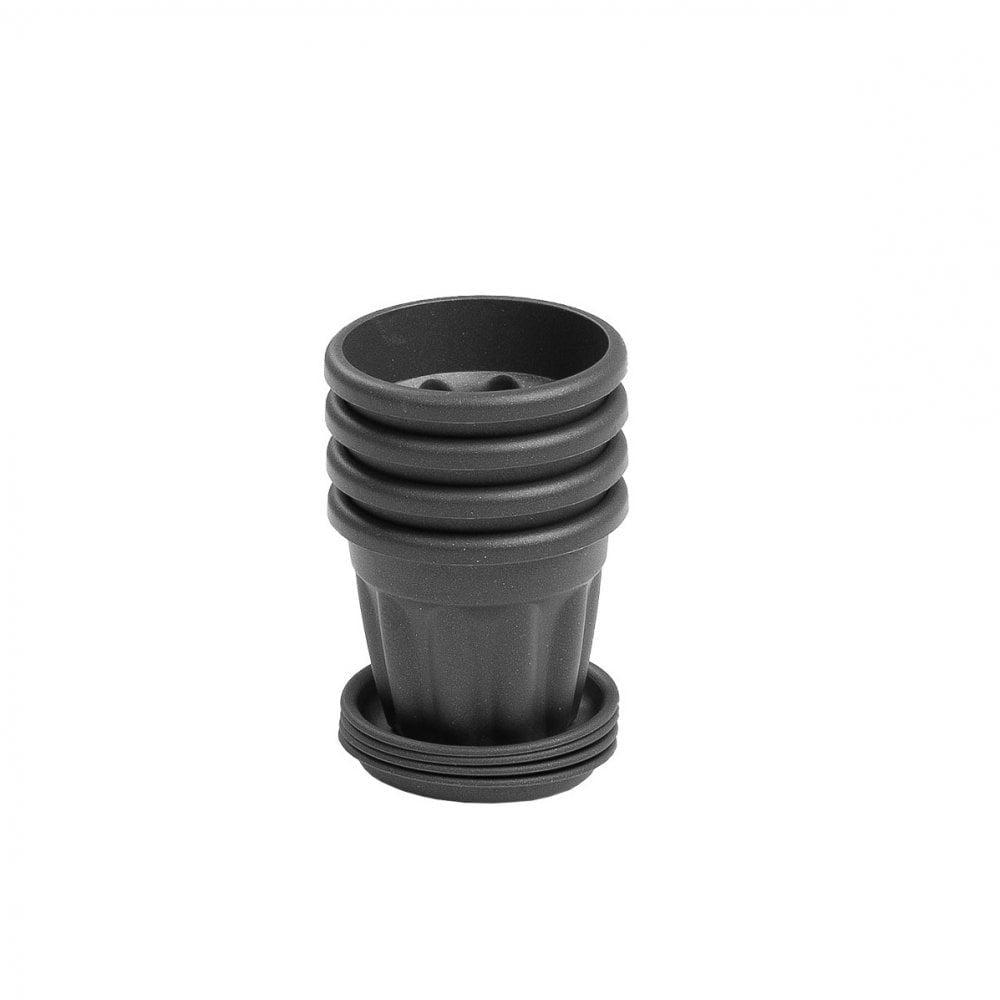 Wham Vista Set of 4 9cm Planters with Saucers Graphite
