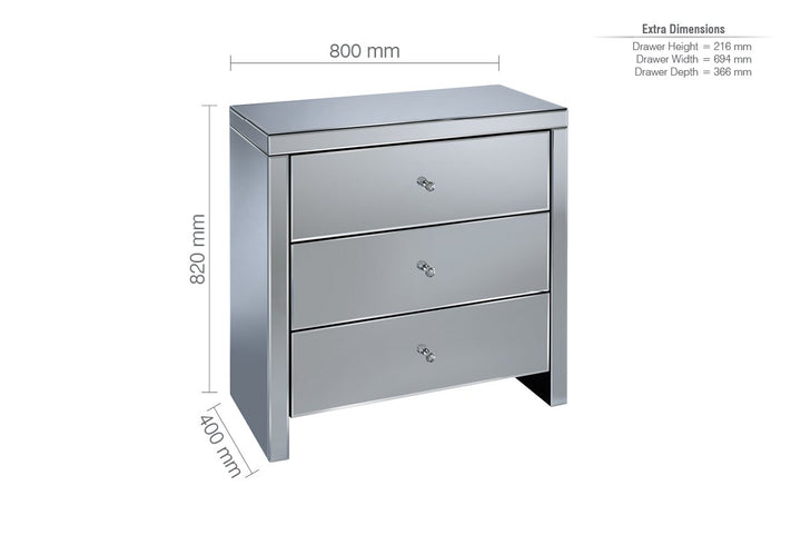 Birlea Seville 3 Drawer Chest (DHD)