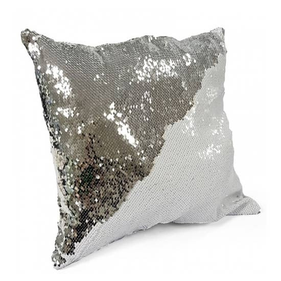 Silver two tone sequin cushion cover