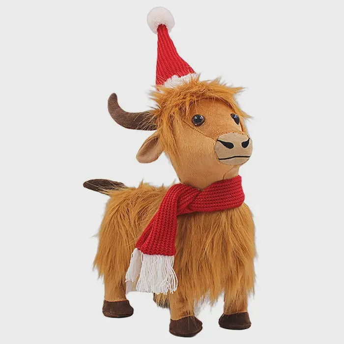 Singing and dancing Christmas Highland cow figure