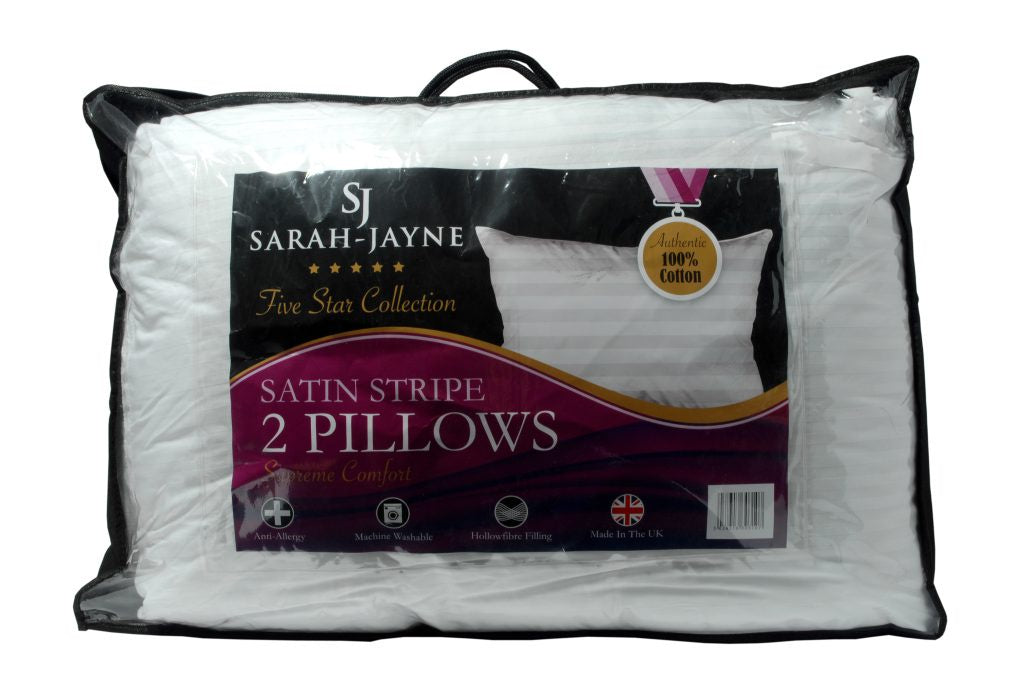 Sarah Jayne Satin Stripe Ultra Bounce Pillows Pair (2)