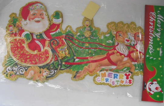 Christmas Santa on Sleigh 3D Window Sticker