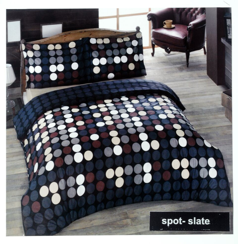 Spot 100% Cotton King Size Duvet Cover Set - Mulberry