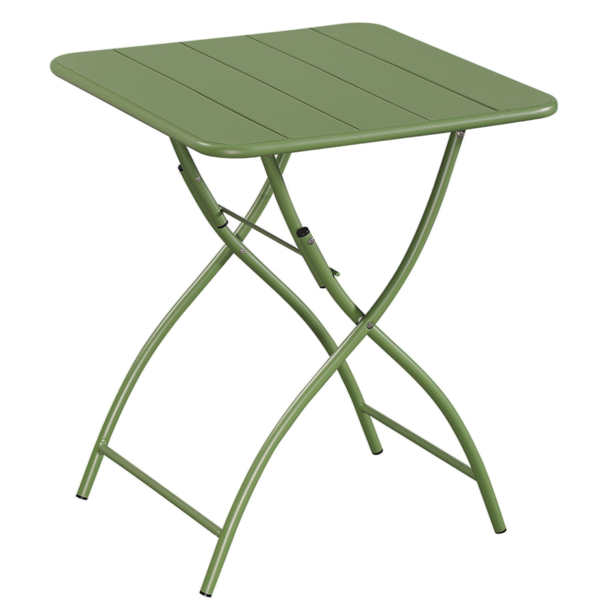 Square Bistro Folding Metal Table Moss Green (Self Assembly) (DHD) Image 1