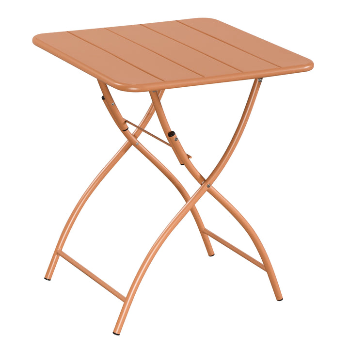 Square Bistro Folding Metal Table Terracotta (Self Assembly) (DHD) Image 1