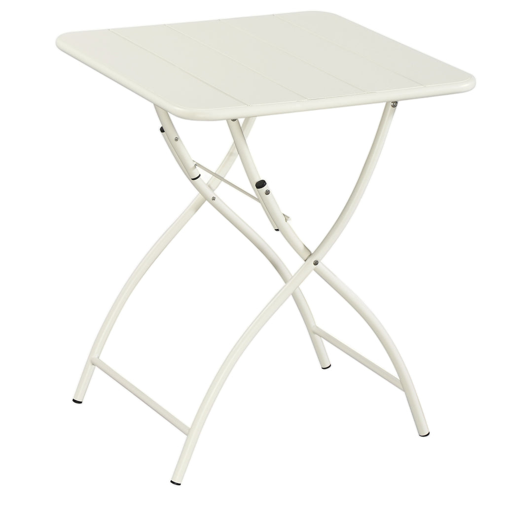 Square Bistro Folding Metal Table White (Self Assembly) (DHD) Image 1