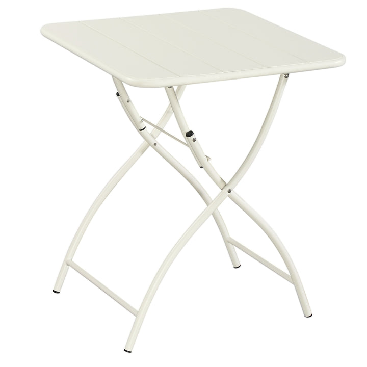 Square Bistro Folding Metal Table White (Self Assembly) (DHD) Image 1