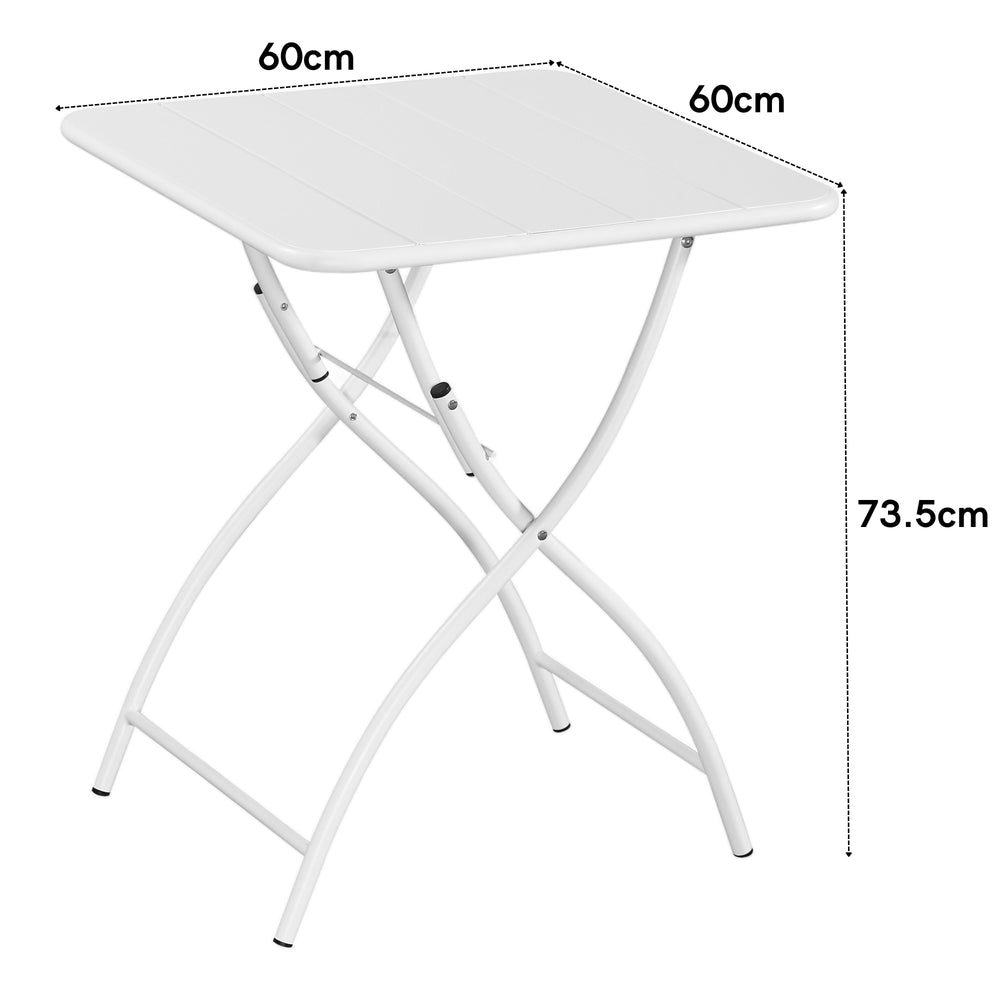 Square Bistro Folding Metal Table White (Self Assembly) (DHD) Image 2