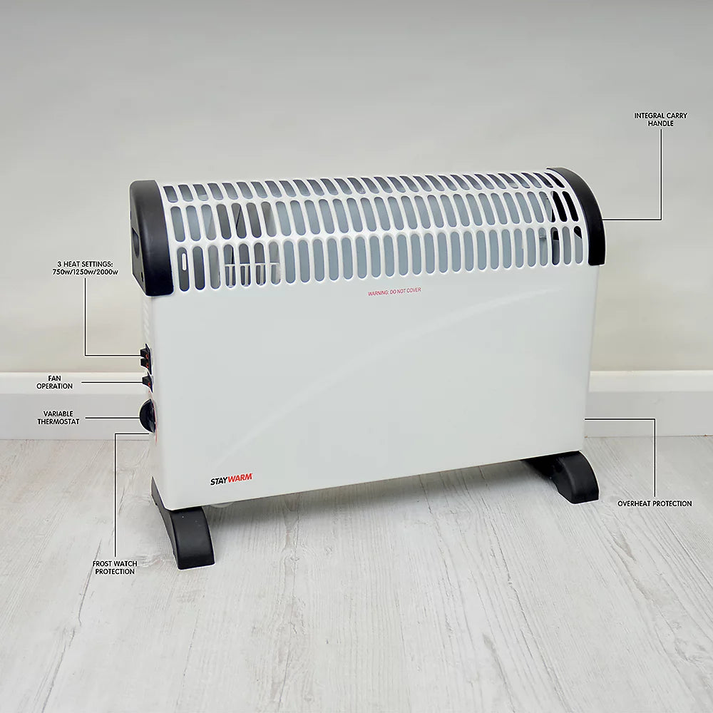 Staywarm White Convector Heater With Fan Assist 2000w