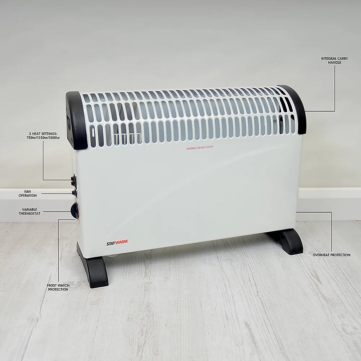 Staywarm White Convector Heater With Fan Assist 2000w
