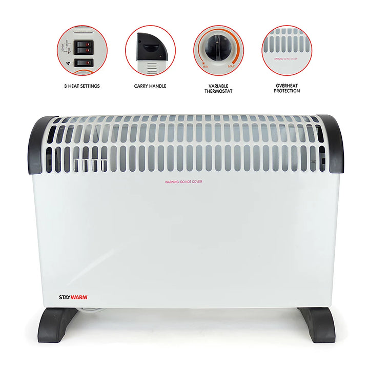 Staywarm White Convector Heater With Fan Assist 2000w